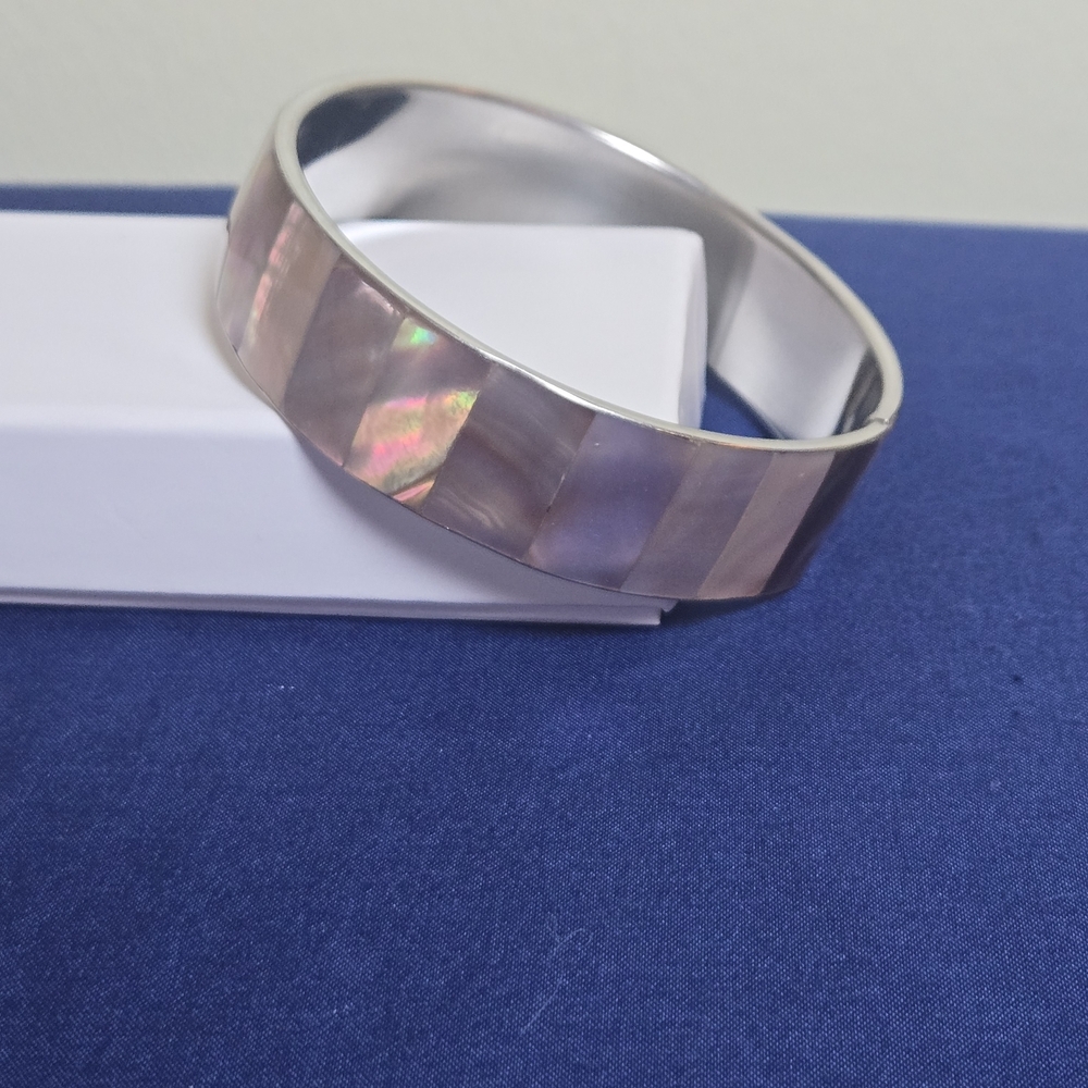 Pink Opalescent Chunky Bangle Bracelet